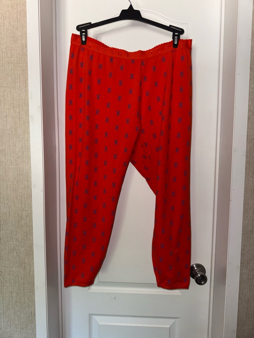 Savage X Fenty orange Lounge Pajama Pants with purple Logo Print